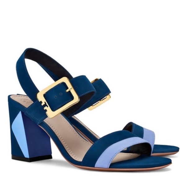 Tory Burch Shoes - Tory Burch size 8 blue suede block heel Palermo sandal